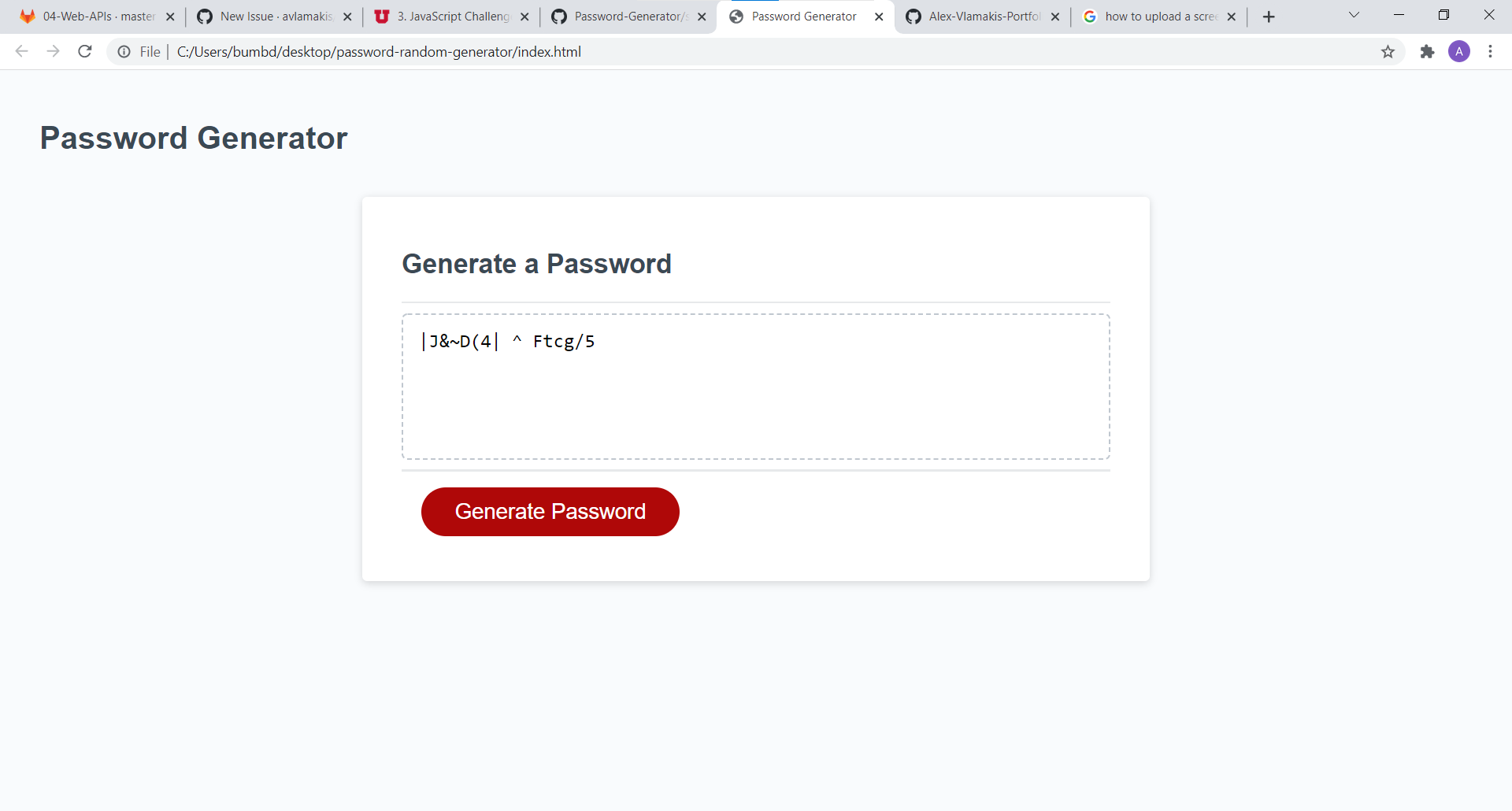 Password Screenshot